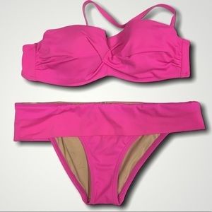 Victoria's Secret Hot Bright Barbie Pink Padded Bikini Small